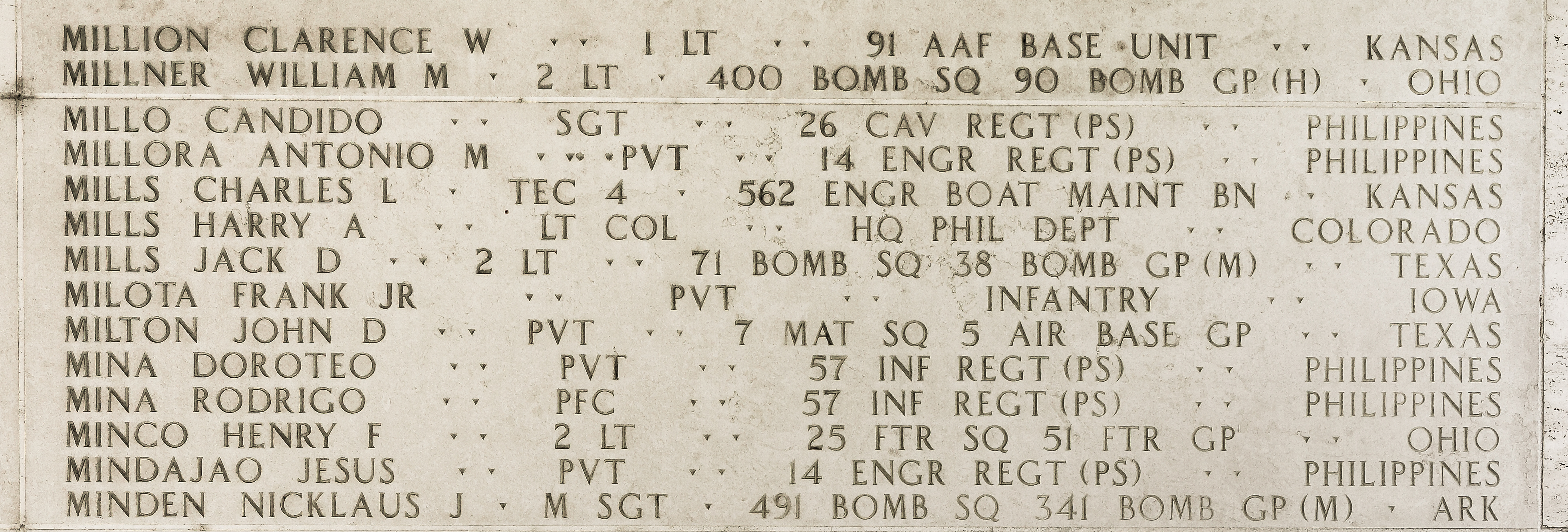 Nicklaus J. Minden, Master Sergeant